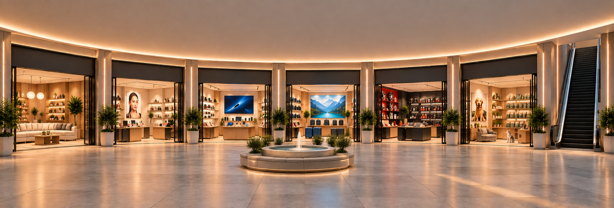 Vizimall panoramic shopping mall interior